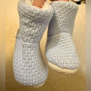 Baby Booties Soft Knit Blue Kids Slippers